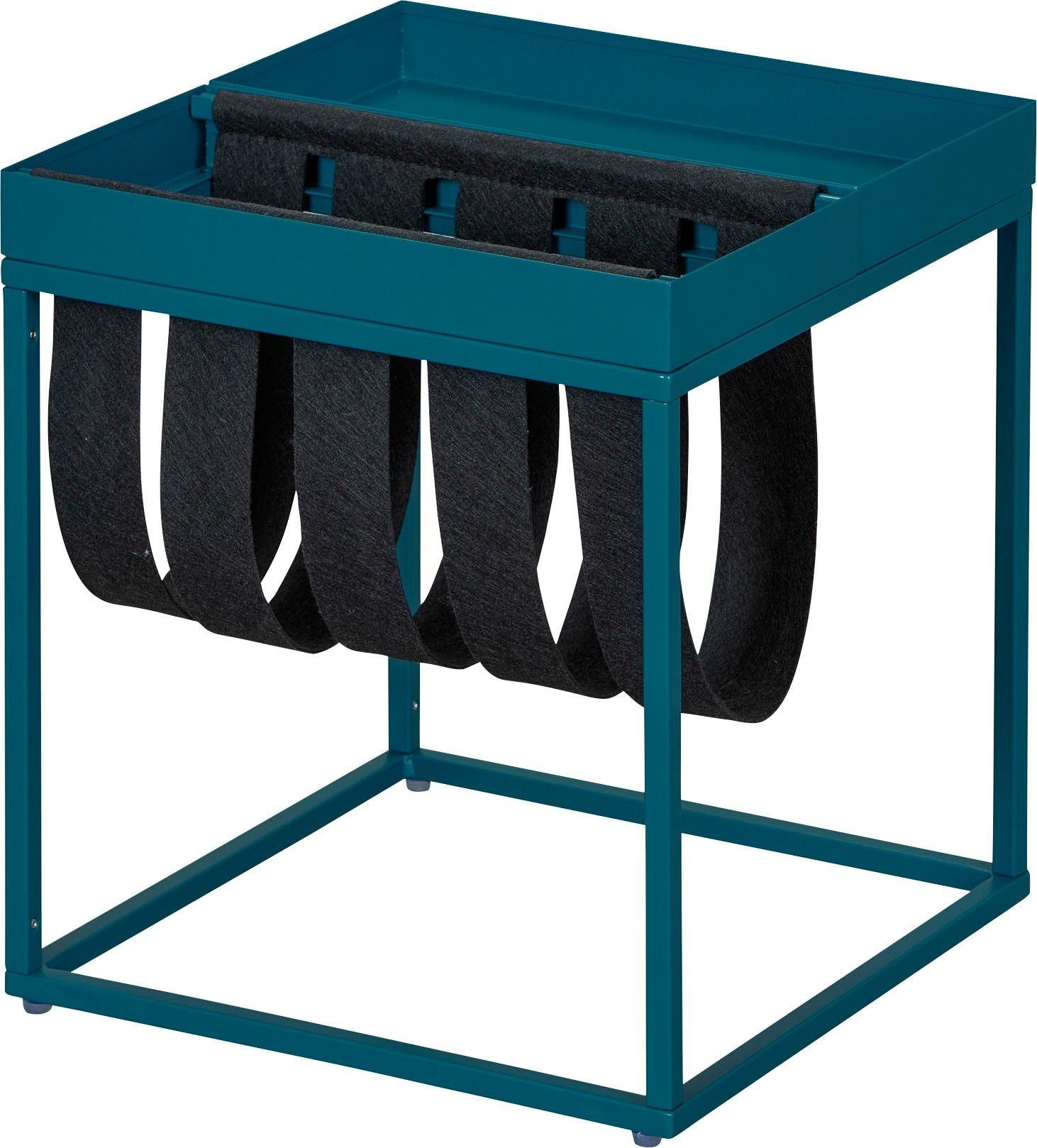 Beistelltisch INOSIGN "Club NY", blau (scandinavian blau, schwarz), B:35cm H:40cm T:35cm, Tische, Beistelltisch Ablagetisch, mit praktischem Ablagefach aus Filz