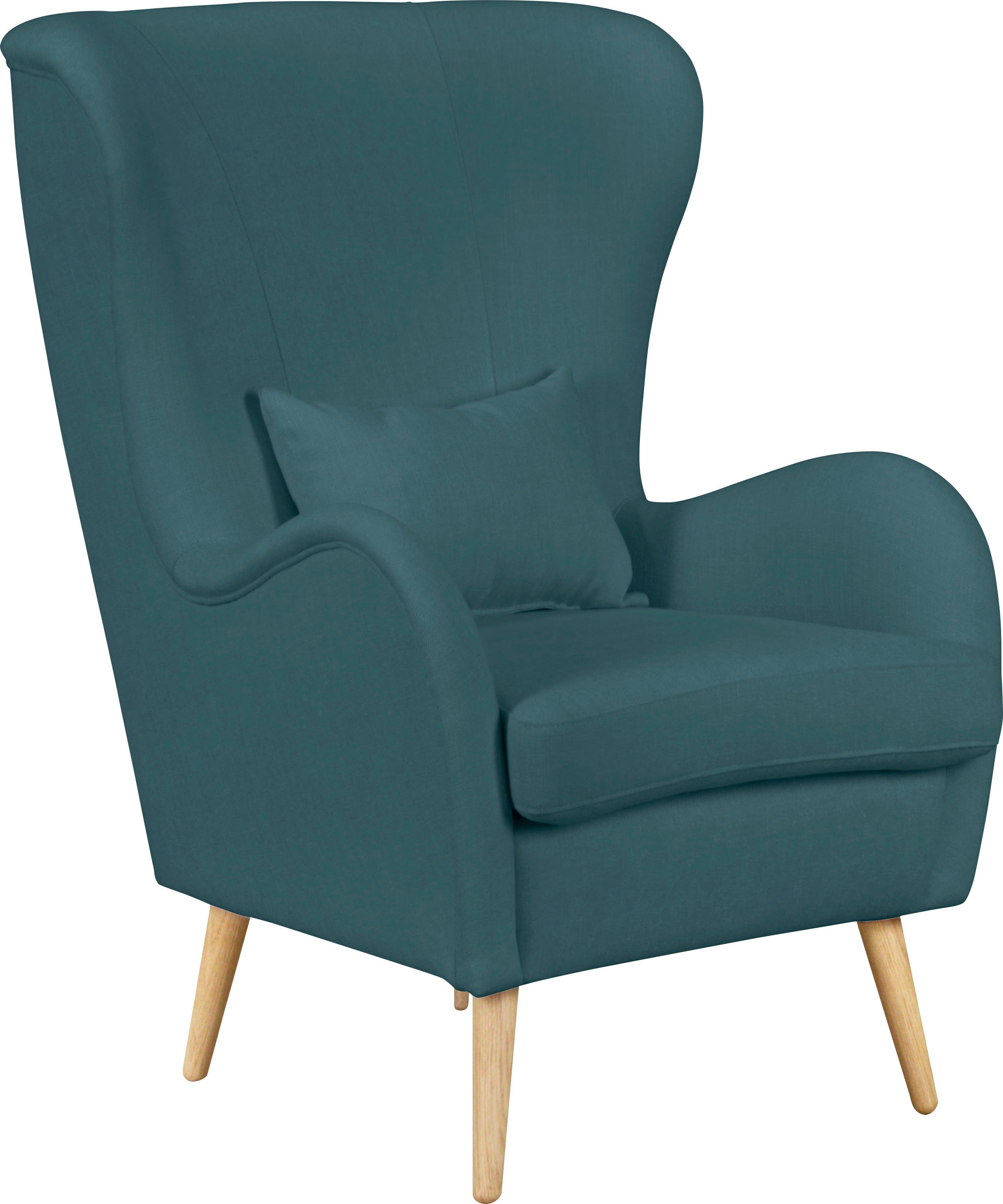 Sessel HOME AFFAIRE "Salla auch in Fellimitat und Feincord, viele Bezugsarten, Ohrensessel", blau (petrol), H:118cm T:94cm, Struktur (100% Polyester), Sessel, Ohrensessel ohne Hocker Ohrensessel Ohrensessel mit Hocker, wahlweise mit oder ohne...