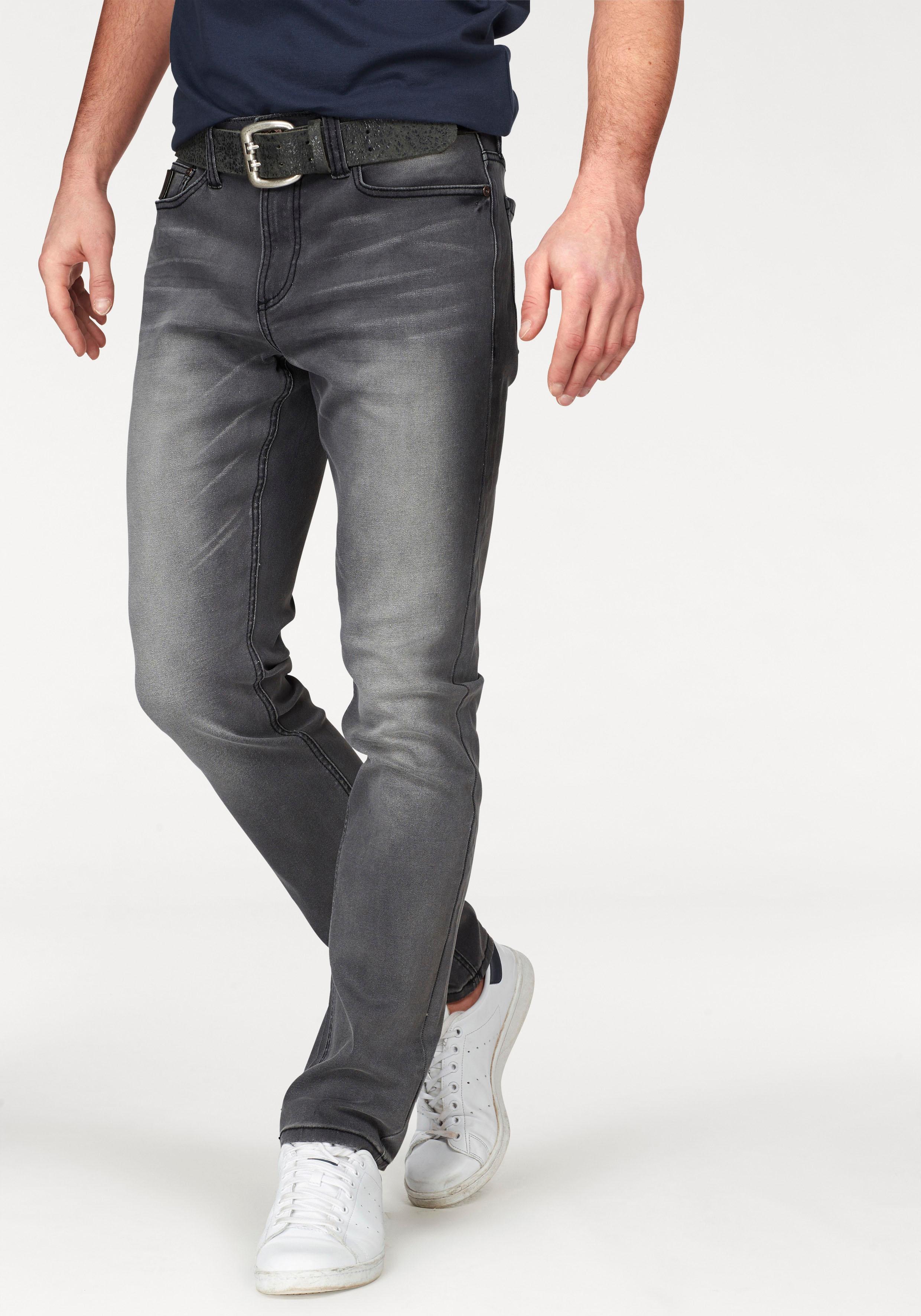 Straight-Jeans BRUNO BANANI "Hutch", Herren, Gr. 33, Länge 32, grau (grau wash), Denim/Jeans, Obermaterial: 98% Baumwolle, 2% Elasthan, unifarben, normal lang, Jeans Straight-Jeans, gerade geschnittenes Bein, niedrige Leibhöhe, reguläre Passform