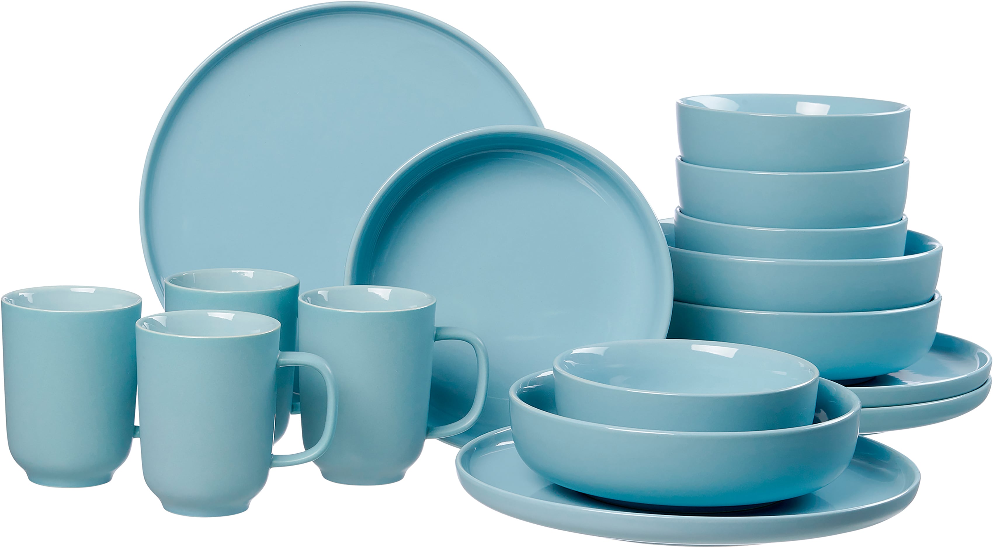 Kombiservice RITZENHOFF & BREKER "Geschirr-Set, Service Jasper", blau (graublau), 16 Stk., Steinzeug, Geschirr-Sets, im Scandic Style, 16 Teile, für 4 Personen