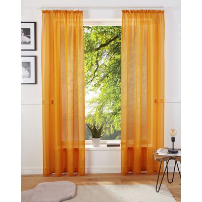 Gardine MY HOME "TENDER" Gr. 3, gelb, B:135cm H:225cm, Polyester, Gardinen, Leinen Optik mit Struktur, monochrom, Bestseller Image