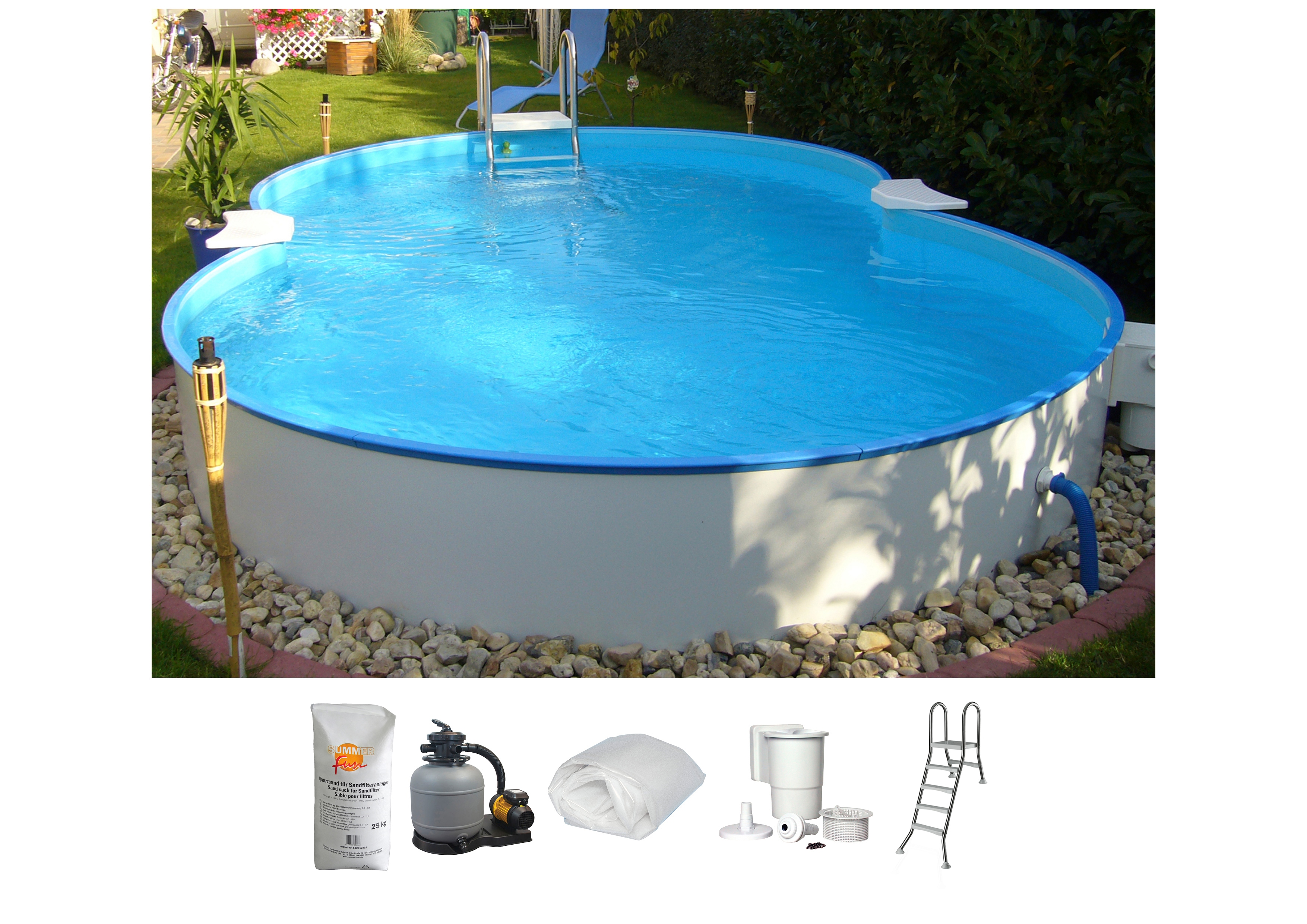 Achtformpool CLEAR POOL, weiß, B:350cm H:120cm L:540cm, Schwimmbecken, 540x350x120 cm inkl. umfangreichem Zubehör für den Teileinbau Image