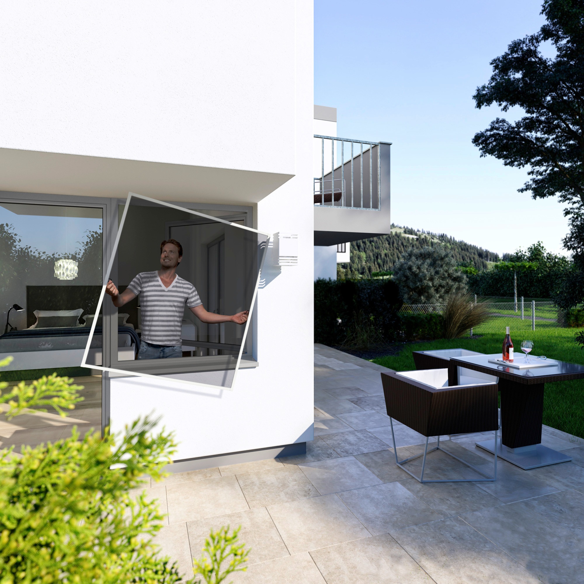 Insektenschutz-Fensterrahmen WINDHAGER, weiß (rahmen: weiß gewebe: schwarz), B:140cm H:150cm, Insektenschutzgitter, BxH: 140x150 cm