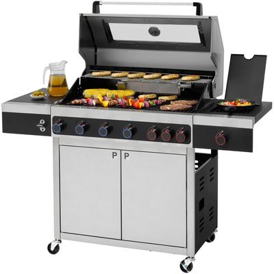 Gasgrill TEPRO "Keansburg 6 Special Edition" Grills Gr. B/H/T: 152cm x 118cm x 62cm, grau (schwarz/edelstahlfarben) BxTxH: 152x62x118 cm