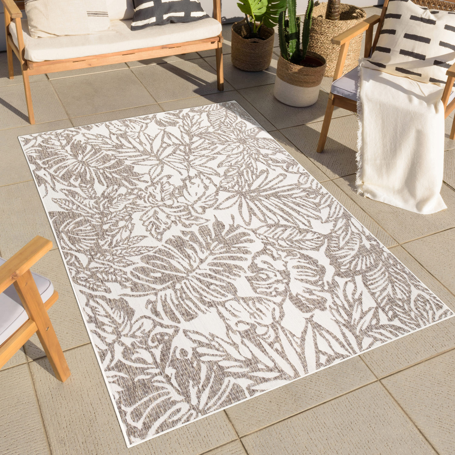 Outdoorteppich CARPET CITY "Outdoor 469", beige, B:200cm H:5mm L:290cm, Polypropylen, Teppiche, Läufer, UV-beständig, Flachgewebe, auch quadratisch, In- und Outdoor Image