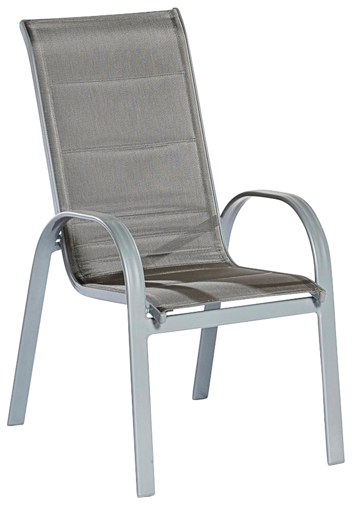 Hochlehner MERXX "Amalfi di lusso", braun (diamantbraun, silber), B:56,5cm H:104cm T:77cm, Aluminium, Polyester, Stühle, 2er Set