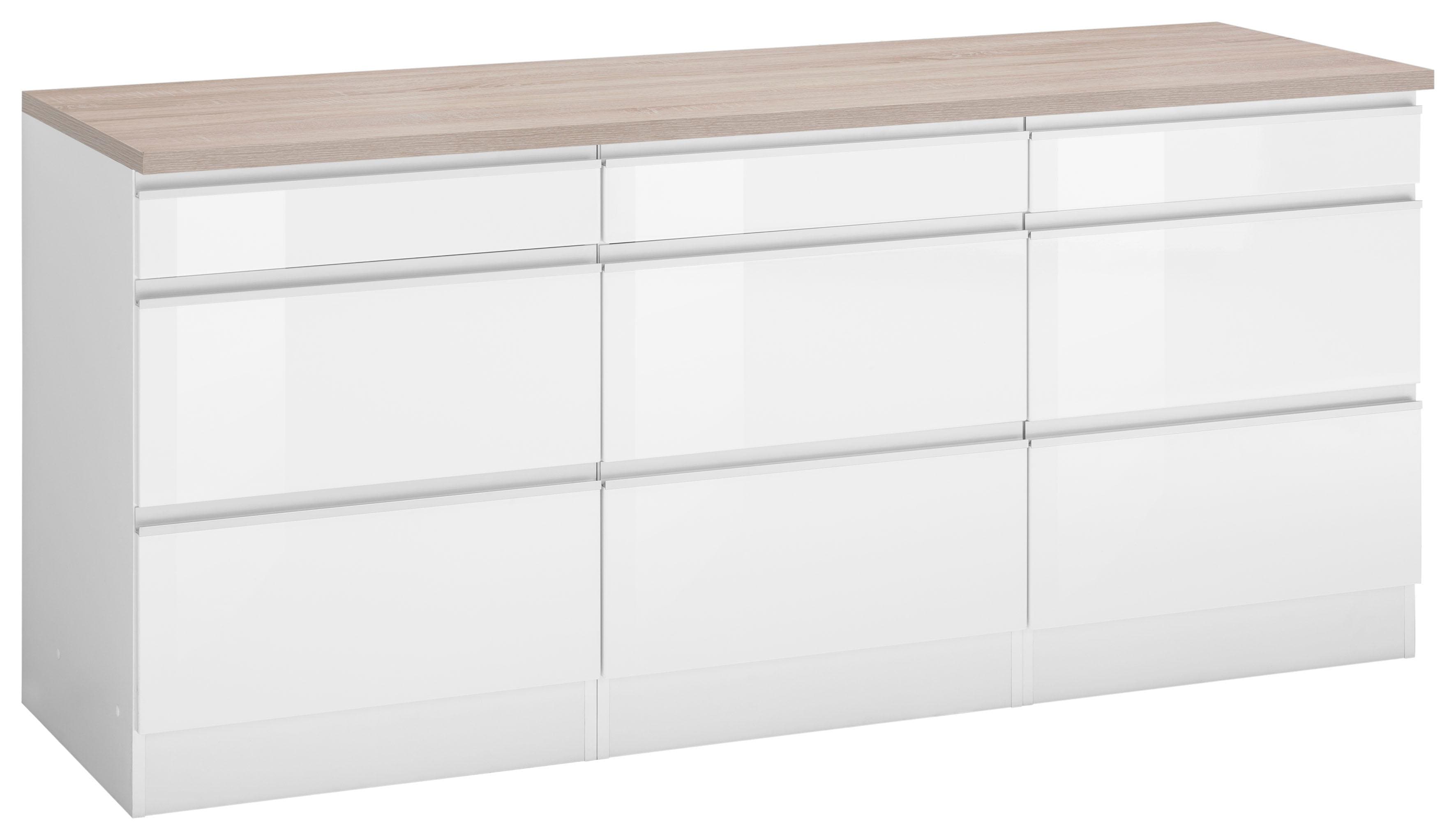 Unterschrank KOCHSTATION "KS-Ohio", weiß (weiß hochglanz, weiß), B:180cm H:85cm T:60cm, Schränke, Unterschrank, Breite 180 cm