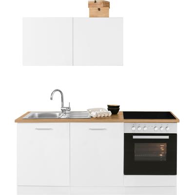Küchenzeile KOCHSTATION "KS-Kehl", weiß (front: weiß, korpus: weiß, arbeitsplatte: wotaneichefarben), B:180cm T:60cm, Komplettküchen-Sets, ohne E-Geräte, Breite 180 cm Image