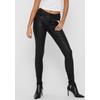 Lederimitathose ONLY "ONLANNE K MID WAIST COATED PNT NOOS", Damen, Gr. L (40), Länge 32, schwarz, Web, Obermaterial: 77% Viskose, 20% Nylon, 3% Elasthan, leicht glänzend, modisch, sehr figurbetont lang, Hosen 5-Pocket-Hose