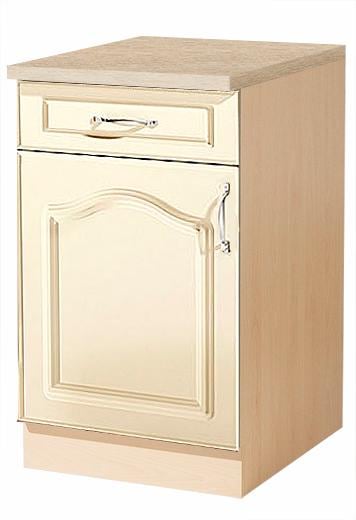 Unterschrank WIHO KÜCHEN "Linz", beige (front: magnolia, korpus und arbeitsplatte: sonoma eiche), B:60cm H:85cm T:60cm, Schränke, Unterschrank, 60 cm breit, in Landhaus-Optik