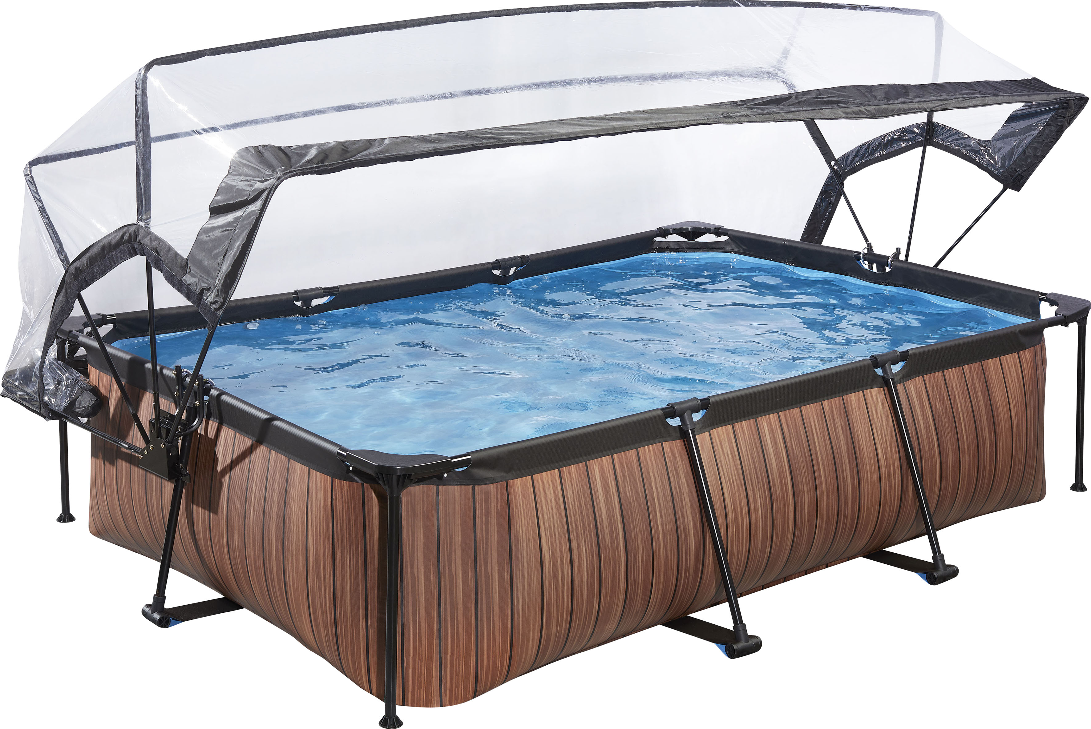 Framepool EXIT, braun, B:150cm H:65cm L:220cm, Schwimmbecken, BxLxH: 150x220x65 cm, mit Kartuschenfilter und Abdeckung Image