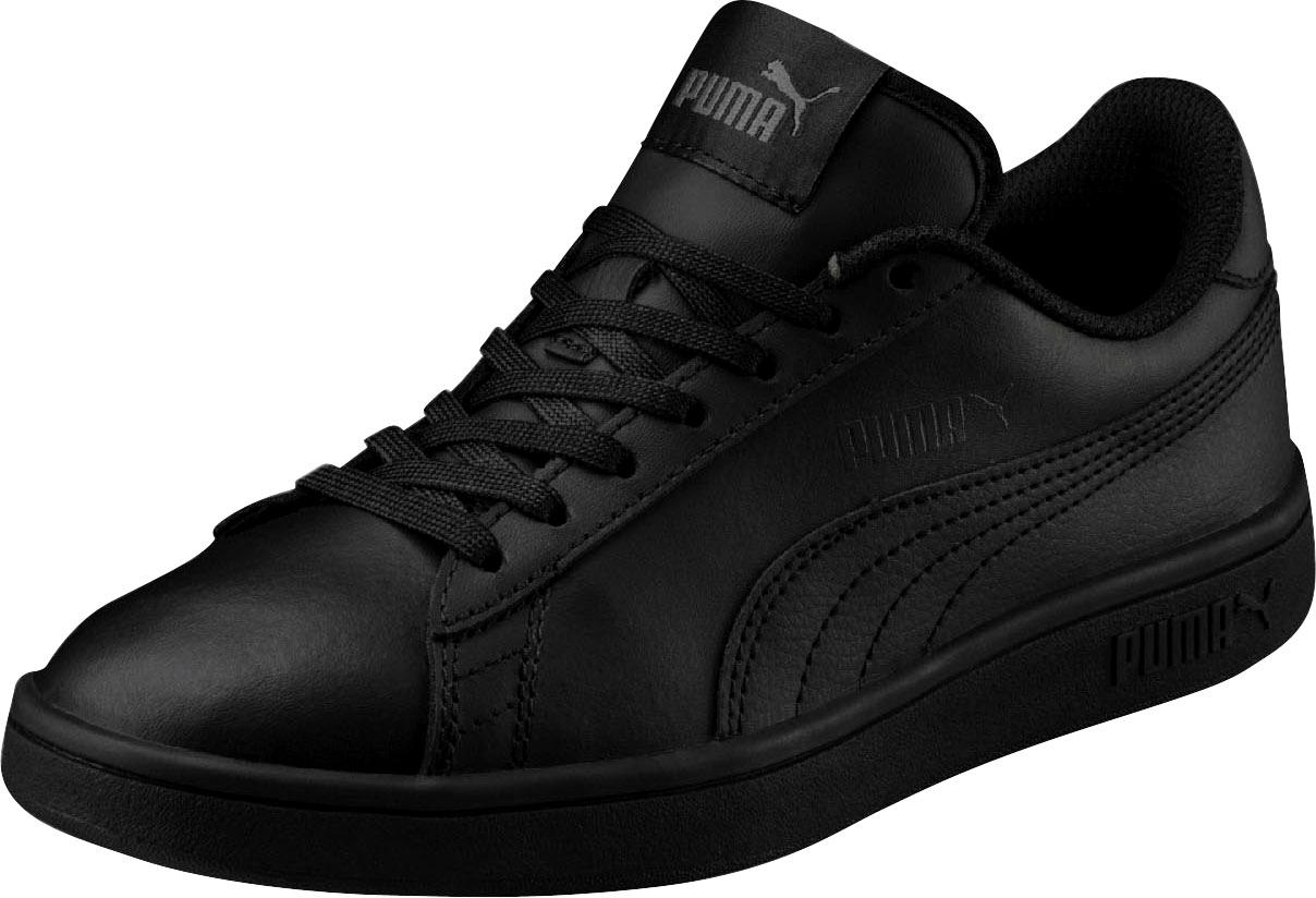 Sneaker PUMA "SMASH V2 L JR", Gr. 38,5, schwarz (puma schwarz, puma schwarz), Leder, Synthetik, unifarben, Schuhe, für Kinder Image
