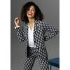 Jerseyblazer ANISTON SELECTED, Damen, Gr. 38, grau (dunkelblau, grau), Jersey, Obermaterial: 60% Polyester, 30% Viskose, 10% Elasthan, gepunktet, gestreift, elegant, figurbetont hüftlang, Langarm, Blazer, mit gestreiften Punkten