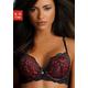 Push-up-BH JETTE Gr. 70, Cup B, schwarz (schwarz, rot) Damen BHs Spitzen-BH Spitzenwäsche BH Push-up-BH Spitzen-BHs