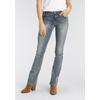 Bootcut-Jeans ARIZONA "Ultra-Stretch", Damen, Gr. 24, K + L Gr, blau (blau used), Denim/Jeans, Obermaterial: 74% Baumwolle, 24% Polyester, 2% Elasthan, Basic, extraeng lang, Jeans, normale Passform, Baby-Bootcut, Used-Look-Waschung, Topseller