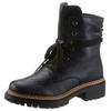 Schnürboots RIEKER, Damen, Gr. 37, blau (nachtblau), Lederimitat, klassisch, Schuhe, Stiefelette, Profilsohle, Blockabsatz, mit lässiger Schnürung