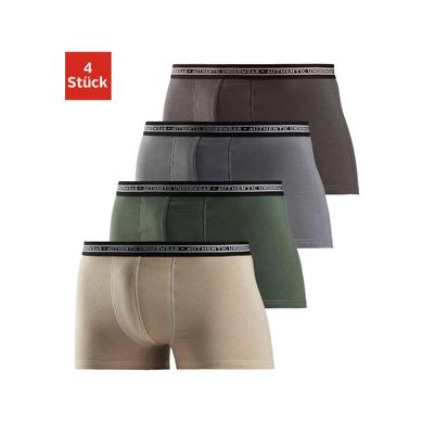 Boxer AUTHENTIC UNDERWEAR "Boxershorts für Herren", Herren, Gr. 6 (L), bunt (beige, olivgrün, grau, braun), Jersey, Obermaterial: 95% Baumwolle, 5% Elasthan, unifarben, Unterhosen, schwarzer Webbund mit Logoschriftzug Image