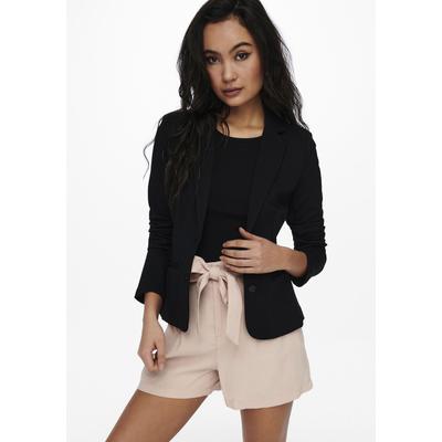 Jerseyblazer ONLY "ONLPOPTRASH LIFE BLAZER TLR", Damen, Gr. S (36), schwarz, Milano Rib, Obermaterial: 63% Viskose (LENZING ECOVERO), 32% Nylon, 5% Elasthan, unifarben, casual, regular fit, Langarm, Blazer Image
