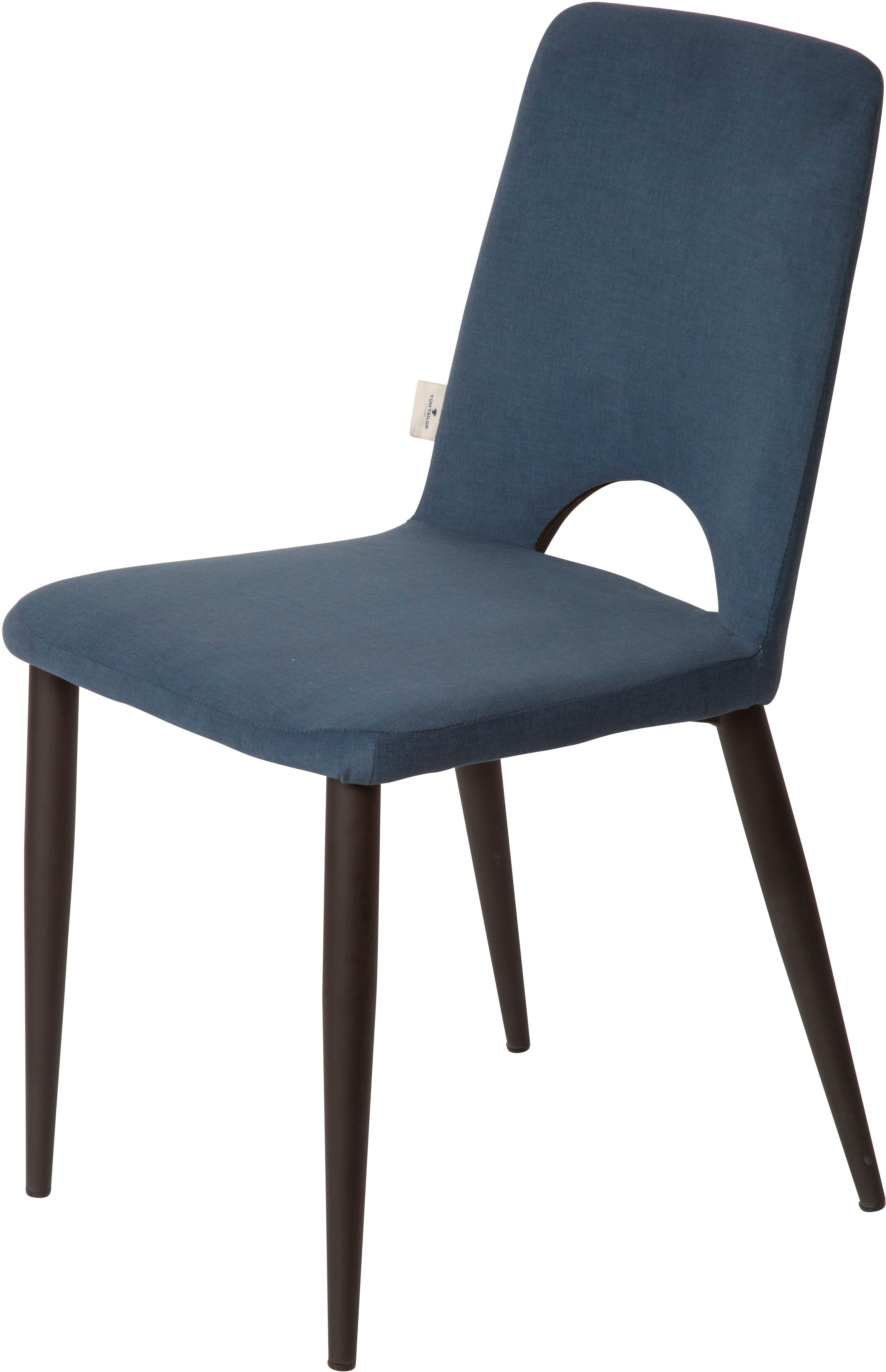 Polsterstuhl TOM TAILOR HOME "T-VELVET CHAIR", blau (ink blau stc 6, schwarz), B:56cm H:86cm T:48cm, Modischer Samtstoff STC (100% Polyester), Stühle, Polsterstuhl