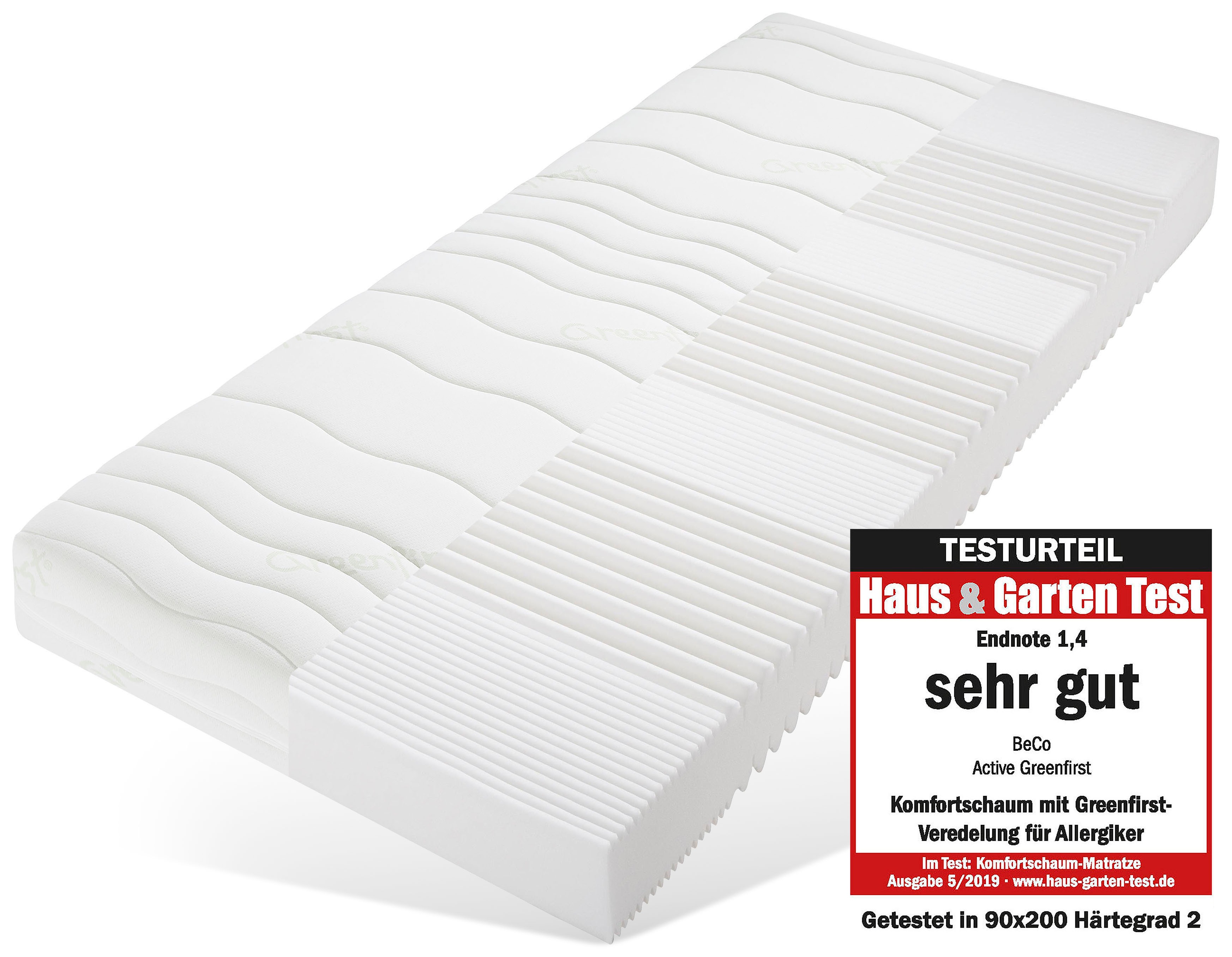 Komfortschaummatratze BECO "Matratze Active Greenfirst, Matratze in diversen Größen erhältlich", weiß, B:180cm H:18cm L:200cm, Bezug: 100% Polyester. Steppfüllung: 100% Polyester, Matratzen, Matratze in 90x200 cm und weiteren Größen, punktelastische...