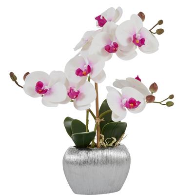 Kunstpflanze HOME AFFAIRE "Orchidee", weiß, B:13cm H:38cm T:6,5cm, Kunststoff, Polyester, Keramik, Kunstpflanzen, Kunstorchidee, im Topf