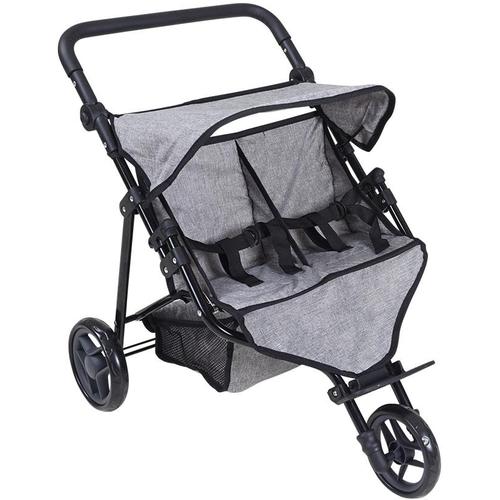 Puppen-Zwillingsbuggy KNORRTOYS ""Duo - Jeans Grey"" Puppenwagen grau (jeans grey) Kinder