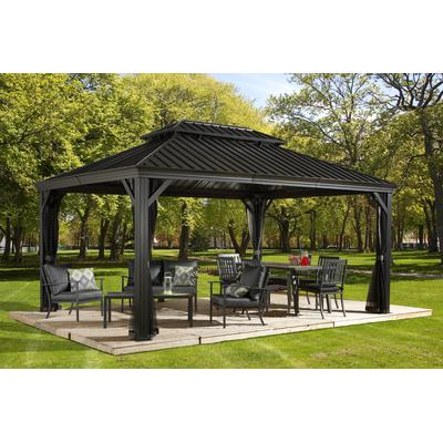 Pavillon SOJAG "Gazebo Messina", grau (anthrazit), B/H/T: 483cm x 307cm x 363cm, Pavillons, BxT: 363x483 cm, inkl. Moski