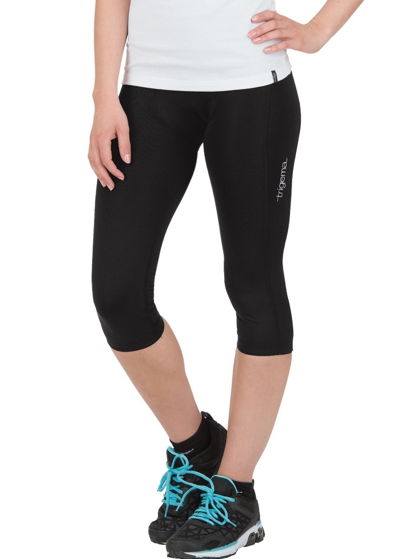 Funktionshose TRIGEMA "TRIGEMA 3/4 Radlerhose", Damen, Gr. XL, US-Größen, schwarz, 85% Polyester (Bioactive), 15% Elastan, Sportlich, Hosen Image