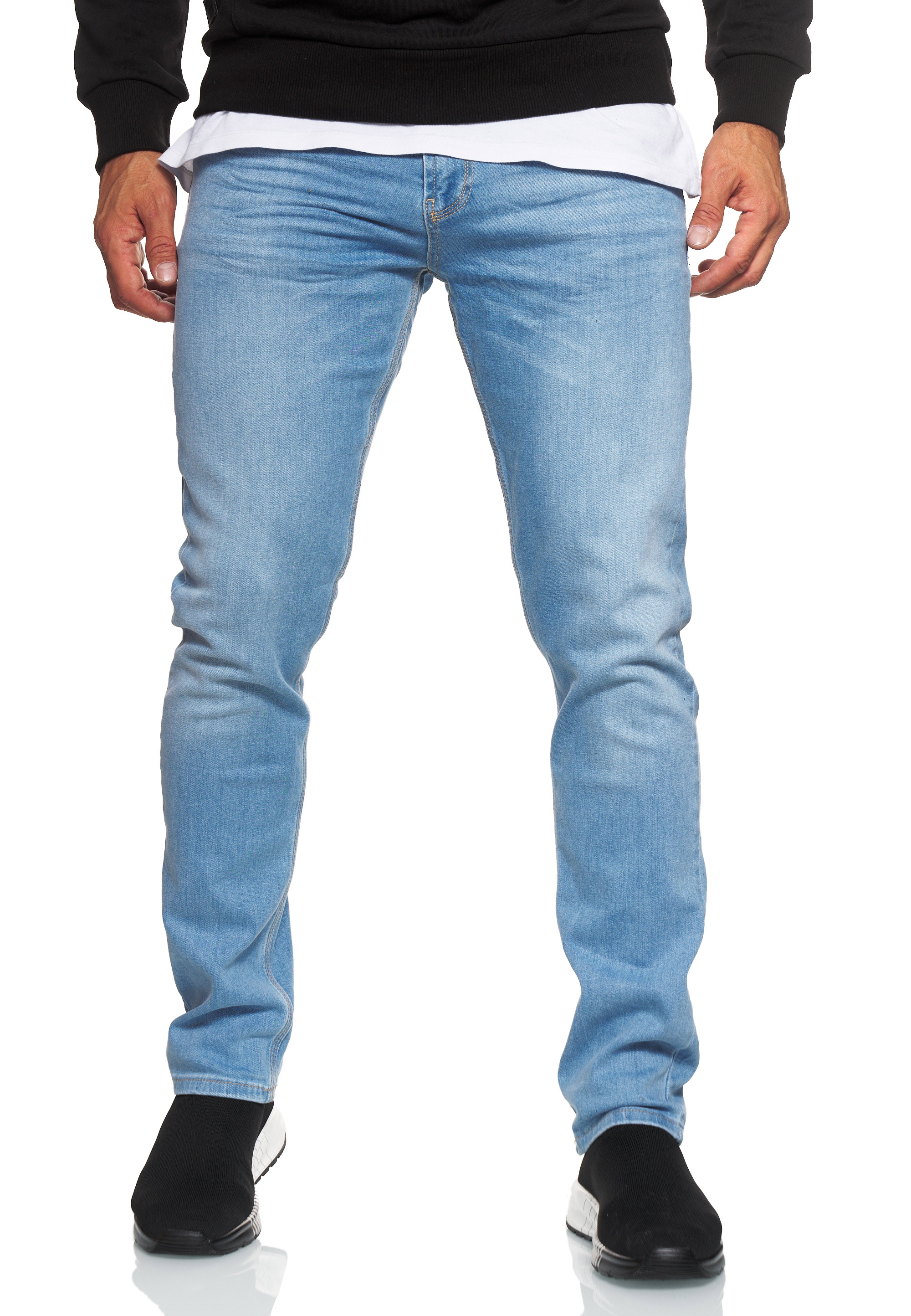 Straight-Jeans RUSTY NEAL "MELVIN", Herren, Gr. 36, Länge 32, blau (hellblau), 98% Baumwolle, 2% Elasthan, unifarben, lang, Jeans Straight-Jeans, im klassischen 5-Pocket-Stil