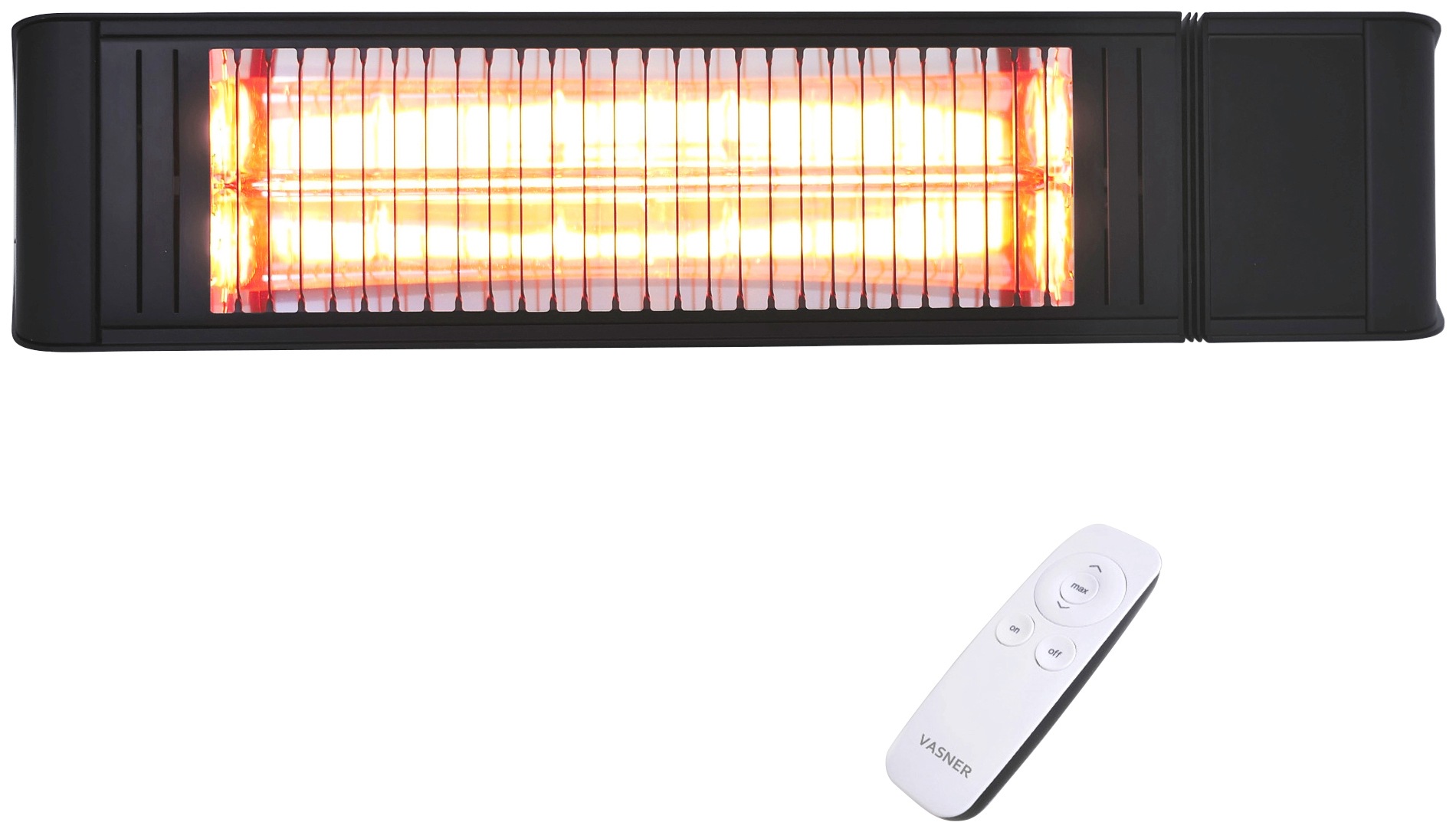 VASNER Heizstrahler "Wand / Decke, schwarz, Teras X20", schwarz, B:66cm H:11cm T:14cm, Heizstrahler, abgerundetes Design, Heizstrahler