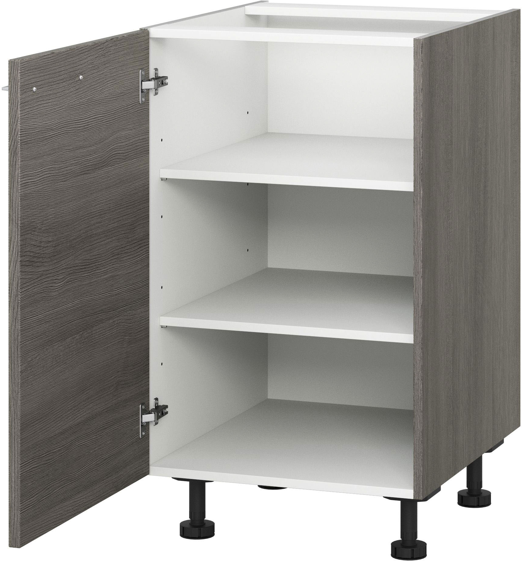 Unterschrank KOCHSTATION "KS-Trea U60", grau (eichefarben grau), B:60cm H:75cm T:56cm, Schränke, zwei Einlegeböden, Breite 60 cm, Höhe 75 cm, mit verstellbaren Füßen Image