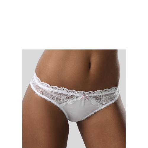 Rioslip LASCANA Gr. 36/38, weiß Damen Unterhosen Hochzeitsdessous Hochzeitswäsche Reizwäsche Slip Spitzenwäsche String Tanga Klassische Slips