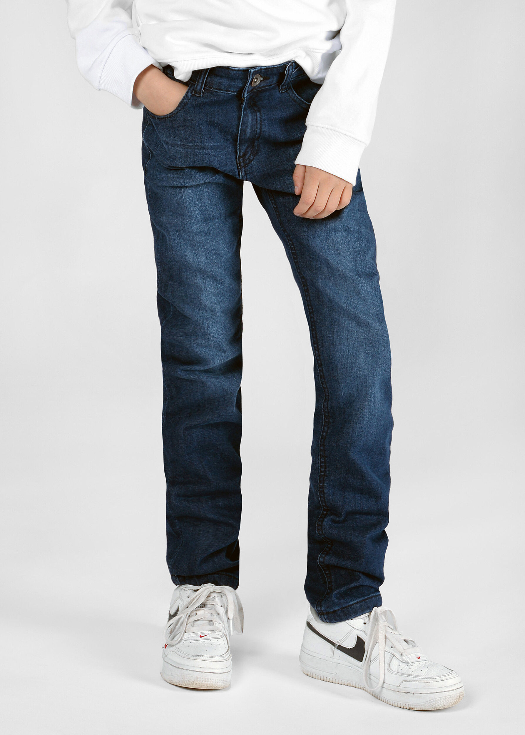 Regular-fit-Jeans STACCATO "HENRI", Jungen, Gr. 164, Normalgrößen, blau (jeansblau), Oberstoff: 80% Baumwolle, 19% Polyester, 1% Elasthan., Abriebeffekte, unifarben, regular fit, Jeans 5-Pocket-Jeans, Regular Fit Image