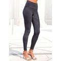 Leggings LASCANA, Damen, Gr. 48/50, N-Gr, grau (anthrazit), Single Jersey, Obermaterial: 95% Baumwolle, 5% Elasthan. Graumeliert (Obermaterial): 51% Baumwolle, 44% Polyester, 5% Elasthan, unifarben, Basic, Basic lang, Hosen, mit breitem Bündchen,...