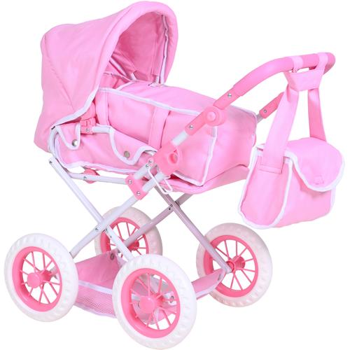 „Kombi-Puppenwagen KNORRTOYS „“Ruby – Princess White Rose““ Puppenwagen rosa (princess white rose) Kinder Puppenwagen -trage mit Wickeltasche“