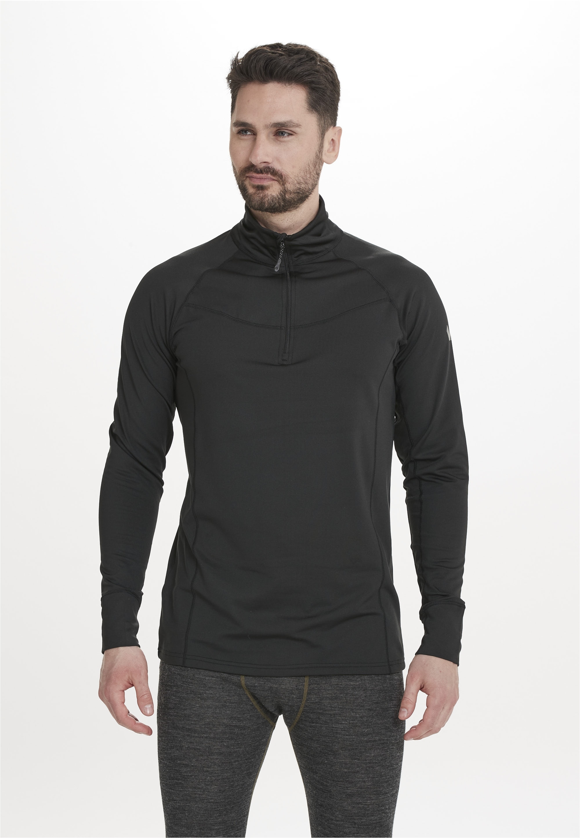 Langarmshirt WHISTLER "Baggio", Herren, Gr. S, schwarz, 92% Polyester, 8% Elasthan, unifarben, normal, Shirts, mit hochabschließendem Kragen Image
