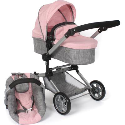 Kombi-Puppenwagen CHIC2000 "Linus, Melange Grau-Rosa", rosa (melange grau, rosa), Puppenwagen, KinderB:41,5cm H:82cm T:72cm, Stahl, Kunststoff, Polyester, mit Babywanne und Autositz, B:41,5cm H:82cm T:72cm Image