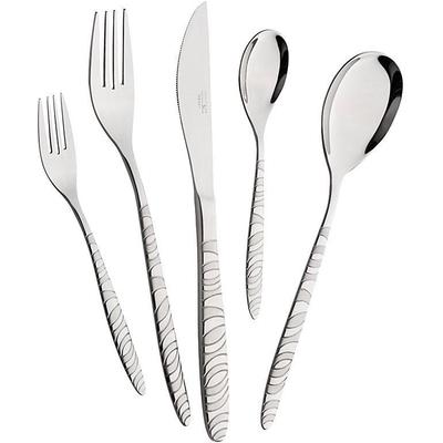 Besteck-Set MULEX "Long Beach", silber (edelstahlfarben), 30 tlg., Edelstahl 18/0, Essbesteck-Sets, teilsatiniert