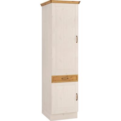 Hochschrank HOME AFFAIRE "Fanö", weiß (weiß, natur), B:56cm H:205cm T:58cm, Massivholz, Schränke Image
