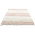 Teppich THEKO "Stripe Cotton" Teppiche Gr. B/L: 60 cm x 120 cm, 5 mm, 1 St., beige Fransenteppich Baumwollteppiche Flachgewebe, gestreift, reine Baumwolle, handgewebt, mit Fransen