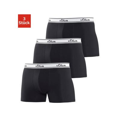 Boxer S.OLIVER "Boxershorts für Herren", Herren, Gr. L, schwarz, Jersey, Obermaterial: 92% Baumwolle, 8% Elasthan (LYCRA), unifarben, Unterhosen, mit weißem Webbund Image