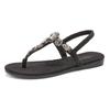 Zehentrenner LASCANA, Damen, Gr. 38, schwarz, Obermaterial: 100% Textilmaterial. Futter: 100% Lederimitat. Decksohle: 100% Textilmaterial. Laufsohle: 100% Synthetik, Glitzer, feminin, Schuhe, Sandale, Pantolette mit Schmucksteinen VEGAN