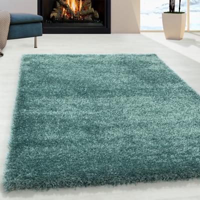 Hochflor-Teppich AYYILDIZ TEPPICHE "BRILLIANT 4200", blau (aquablau), B:80cm H:50mm L:250cm, Polypropylen (PP), Teppiche, Läufer, auch in rund, Langflor, Shaggy, Wohnzimmer Image