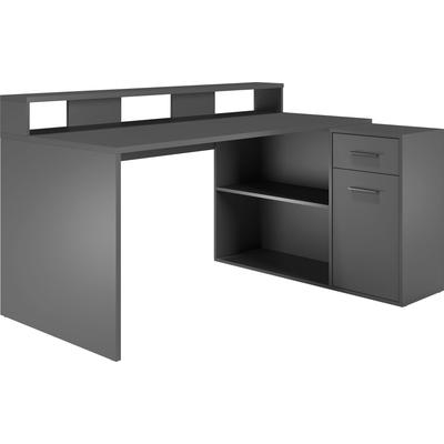 Schreibtisch INOSIGN "Chester", grau (anthrazit, anthrazit, anthrazit), B:160cm H:92cm T:115cm, Tische, Gamingtisch mit Lowboard - Arbeitstisch Maße (B/T/H) 160/115/92 cm