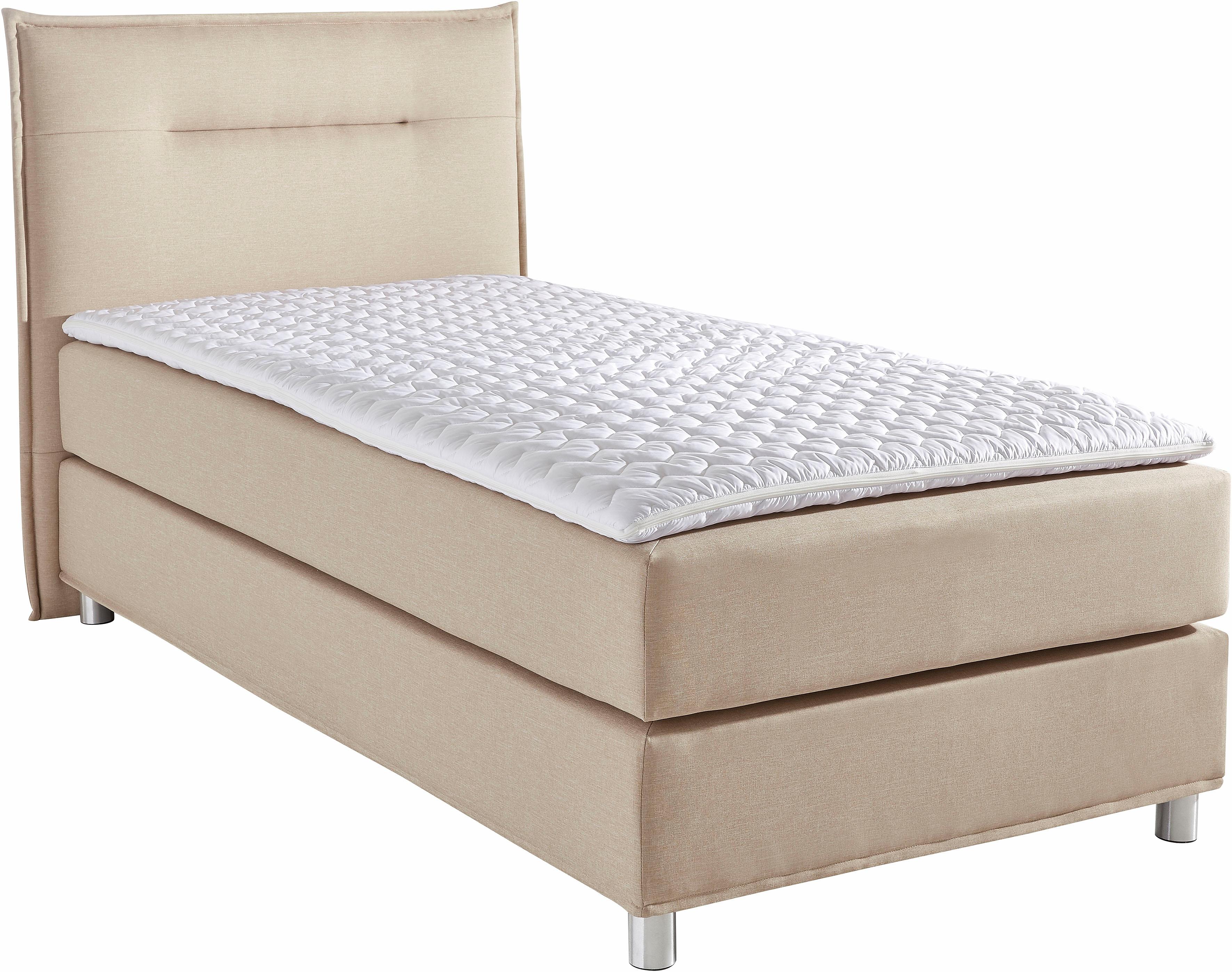 Boxspringbett MAINTAL, beige, Liegefläche B/L: 100cm x 200cm, H2, Kaltschaummatratze, Bezug: Strukturstoff aus 100% Polyester;Bezug der Spiegelfläche Matratzendrell aus 100% Polyester;Bezug des Toppers: 100% Polyester, Komplettbetten, Boxspringbett,...