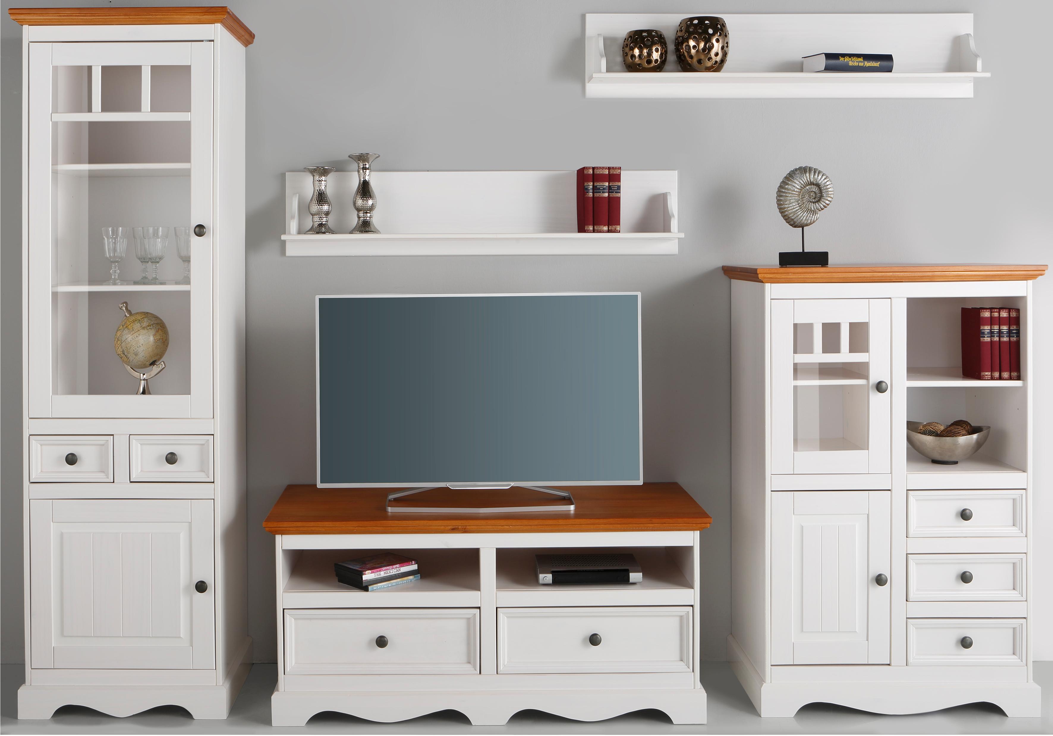 Wohnwand HOME AFFAIRE "Melissa", gelb (weiß, honigfarben), Kastenmöbel-Sets, Wohnwand