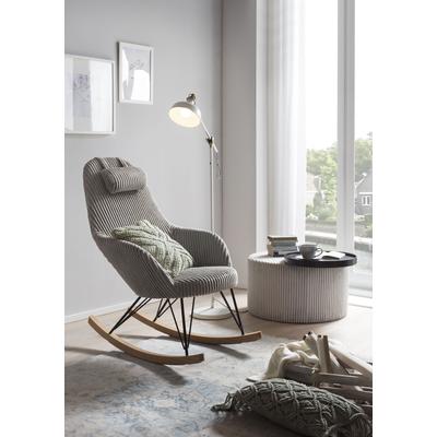 Schaukelstuhl SALESFEVER, grau (grau, schwarz, schwarz), B:102cm H:109cm T:66cm, Strukturstoff (100% Polyester), Metall, Massivholz, Stühle, Bezug in moderner Cord-Optik Image