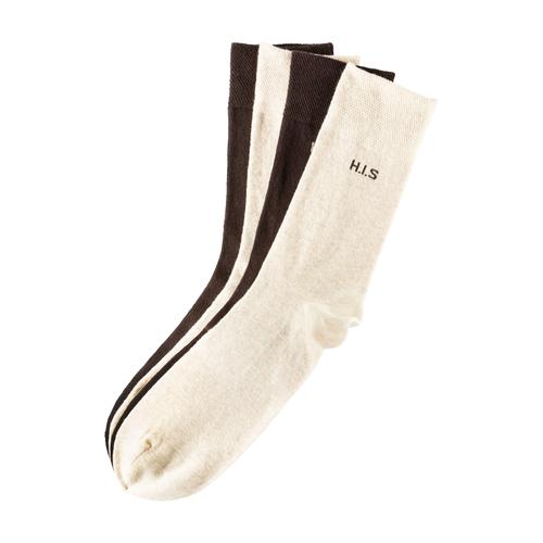 Socken H.I.S Gr. 43-46, braun (2x braun, beige, 2x braun) Herren Socken mit druckfreiem Bündchen