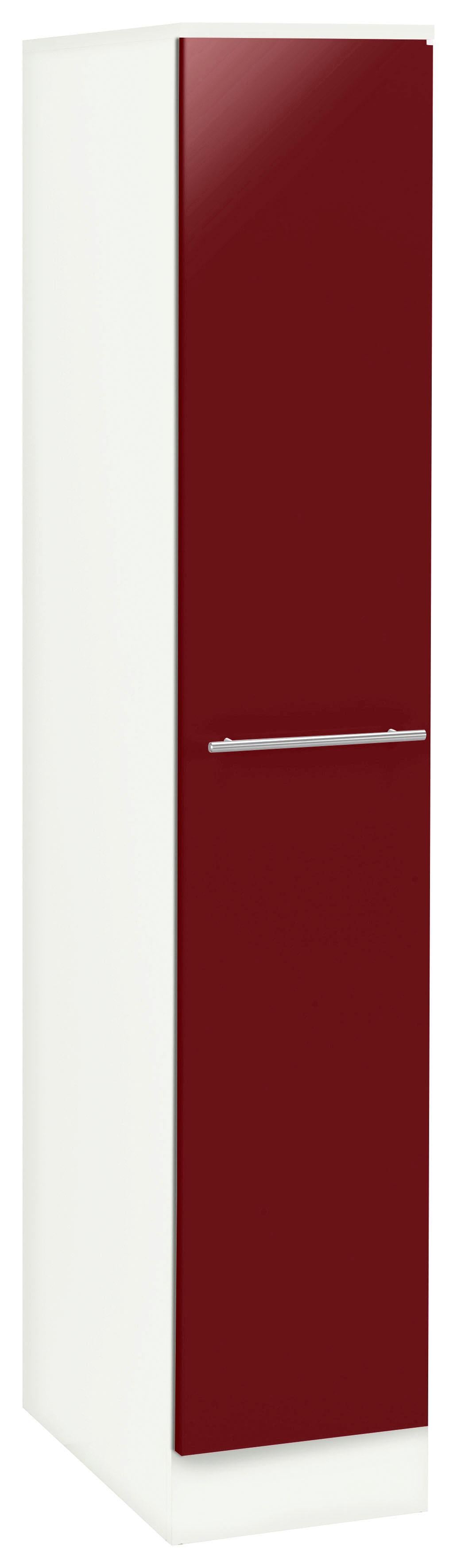 Apothekerschrank WIHO KÜCHEN "Flexi2", rot (front: rot glanz, korpus: weiß), B:30cm H:165cm T:57cm, Schränke, Apothekerschrank