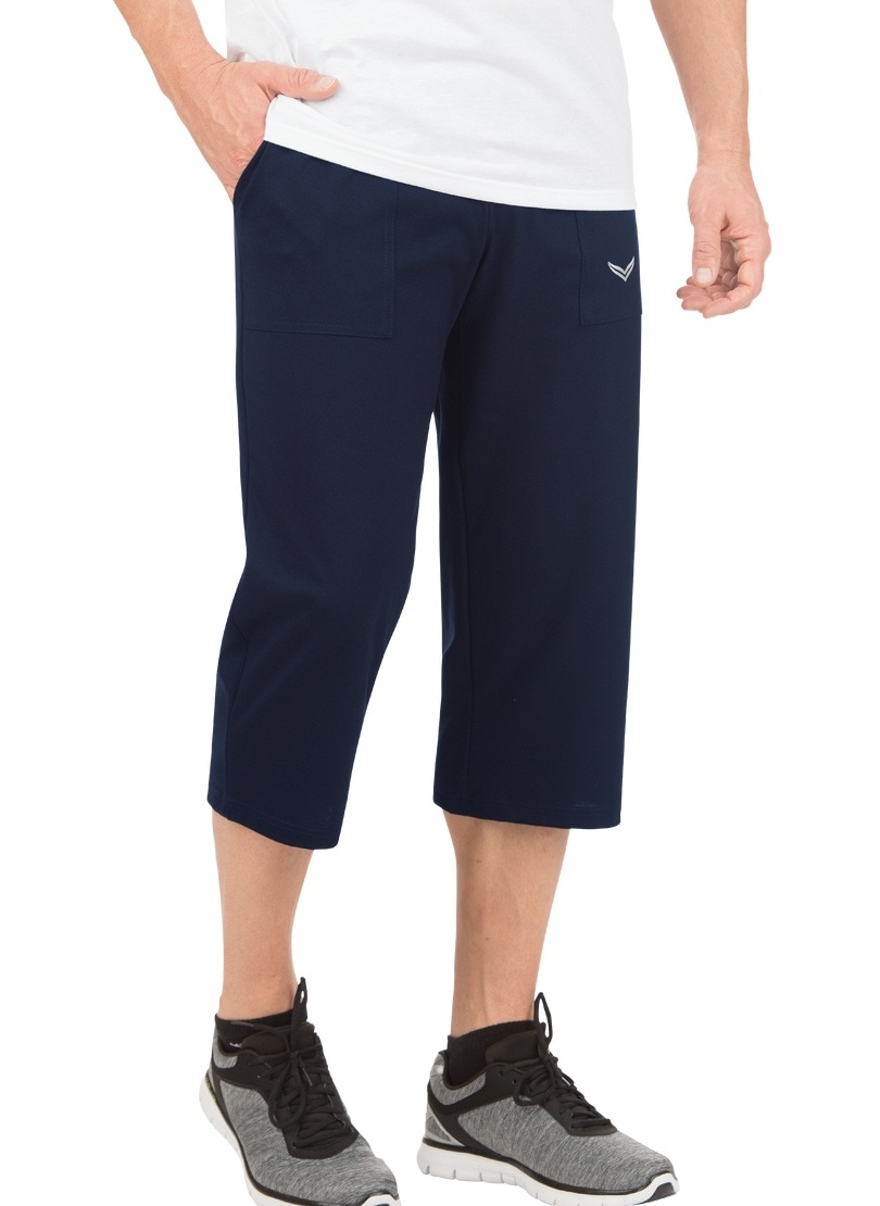 Jerseyhose TRIGEMA "TRIGEMA 3/4 Freizeithose", Herren, Gr. L, US-Größen, blau (navy), 100% Baumwolle, Basic, Hosen Jerseyhose